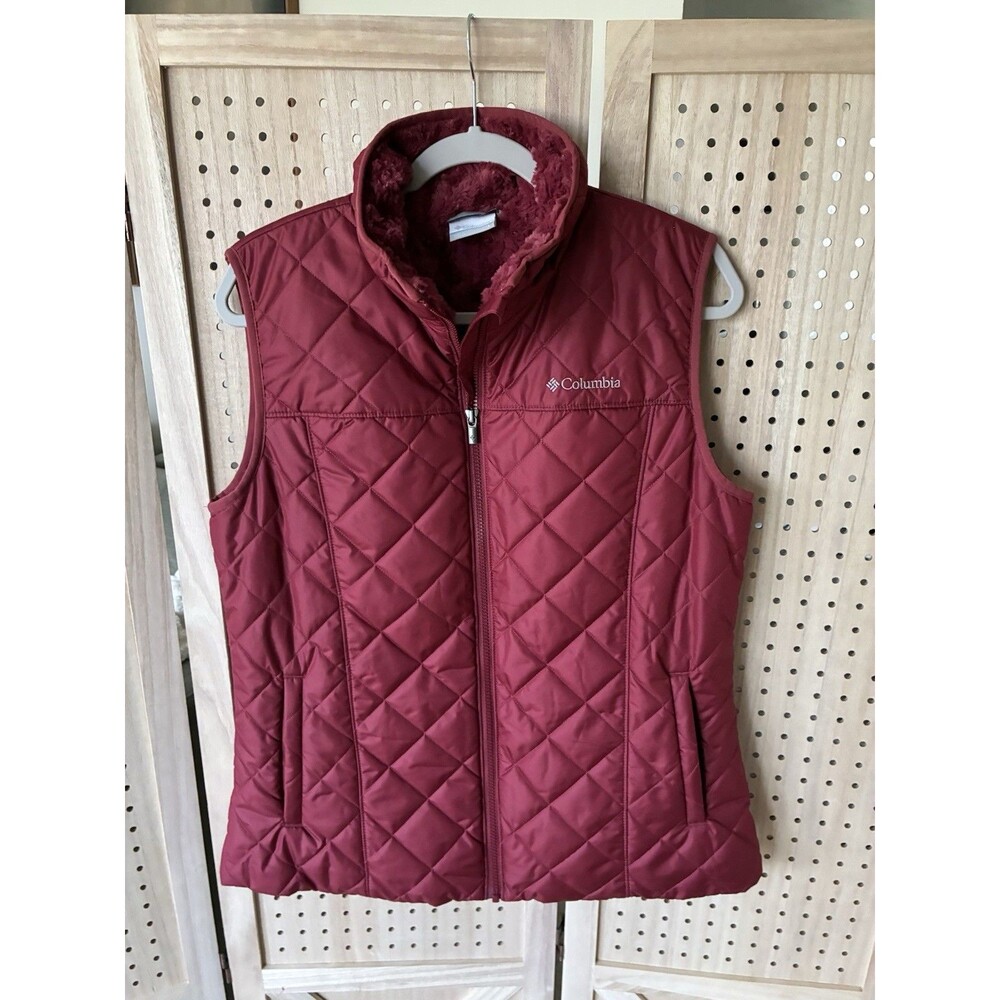 Women's Columbia Copper Crest Midweight Insulated Full Zip Vest Burgundy/ Red  L